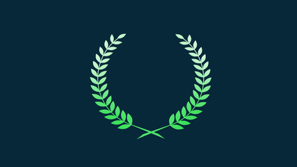 New green gradient wheat icon on aqua dark background, New wreath icon