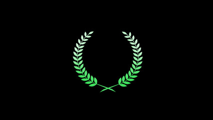 Amazing green gradient wreath logo icon on black background, Wheat icon