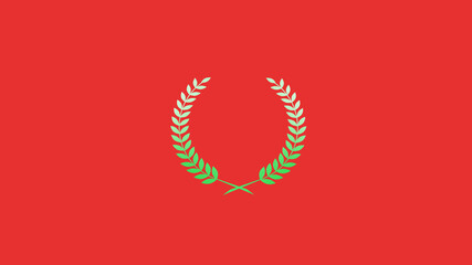 Obraz premium Amazing green and white color gradient wheat icon on red background, New wreath logo icon