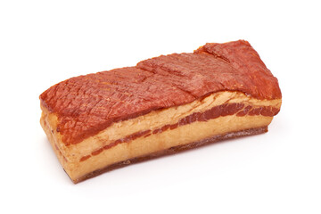 Smoked pork lard, isolated on white background