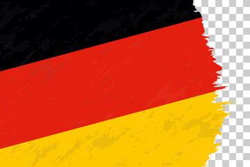 Horizontal Abstract Grunge Brushed Flag of Germany on Transparent Grid.