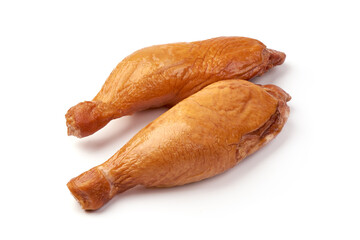 Smoked chicken legs, isolated on white background