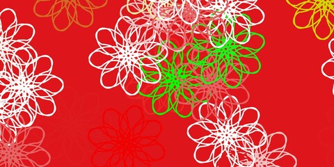 Fototapeta na wymiar Light Green, Red vector natural backdrop with flowers.