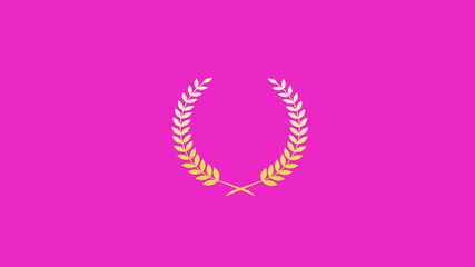 New white and yellow gradient wreath icon on pink background, Wheat icon