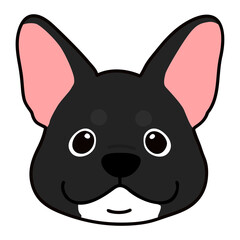 Outlined black colored French Bulldog front head