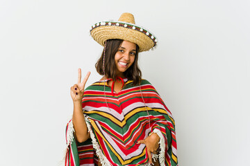 Young mexican woman isolated on white background