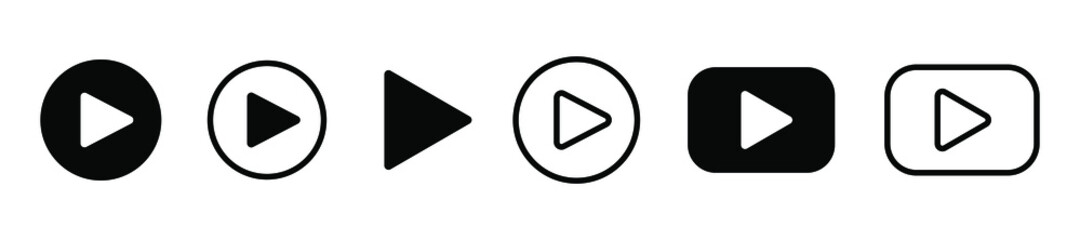 Play button icon vector set