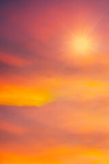 Colorful cloudy sky at sunset. Gradient color. Sky texture, abstract nature background concept for vivid nature fog banner image
