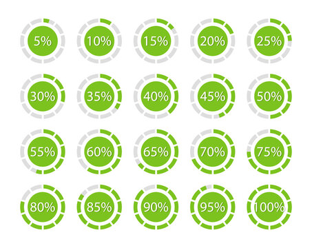 Collection of downloads in percent. Progress circle loading. Design elements