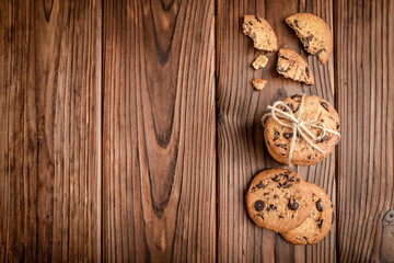 Obraz na płótnie Canvas Tasty sweet chocolate chip cookies