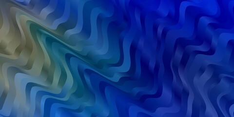 Light Blue, Yellow vector pattern with curved lines.