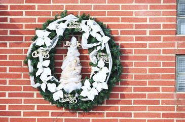 Wreath on Brick Wall