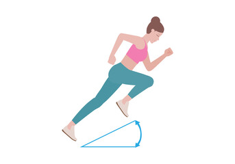 Fototapeta na wymiar Symbol Incline the treadmill gradient. to help you lose some kilos as well as perform essential cardio exercises. Fitness and health concepts. illustration in cartoon style.