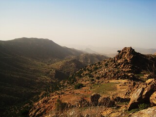 Fototapeta na wymiar The dry Saharan landscapes and Atlas Mountains around Agadir in Morocco, Africa
