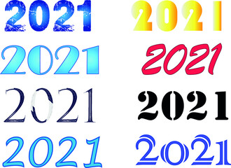 Big collection of 2021 Happy New Year signs. Set of 2021 Happy New Year symbols. 
2021 lettering set