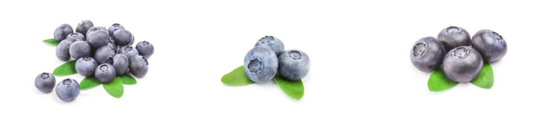 Collection of fresh huckleberry isolated on a white cutout