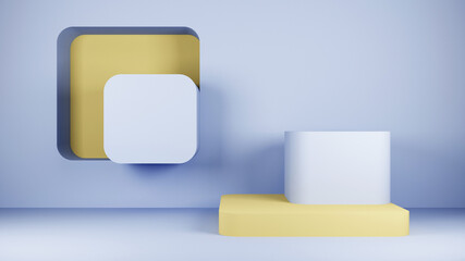 composition square with rounded corners in the wall and pedestal