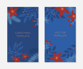 Obraz na płótnie Canvas Set of Christmas and Happy New Year insta story templates.Holiday ad and promo concepts.Modern vector layouts.Xmas trendy design for social media marketing,digital post,prints,banners.
