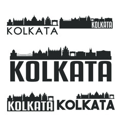 Fototapeta na wymiar Kolkata India Flat Icon Skyline Vector Silhouette Design Set Logos.