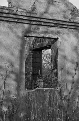Fototapeta premium Sunny day. Abandoned building window