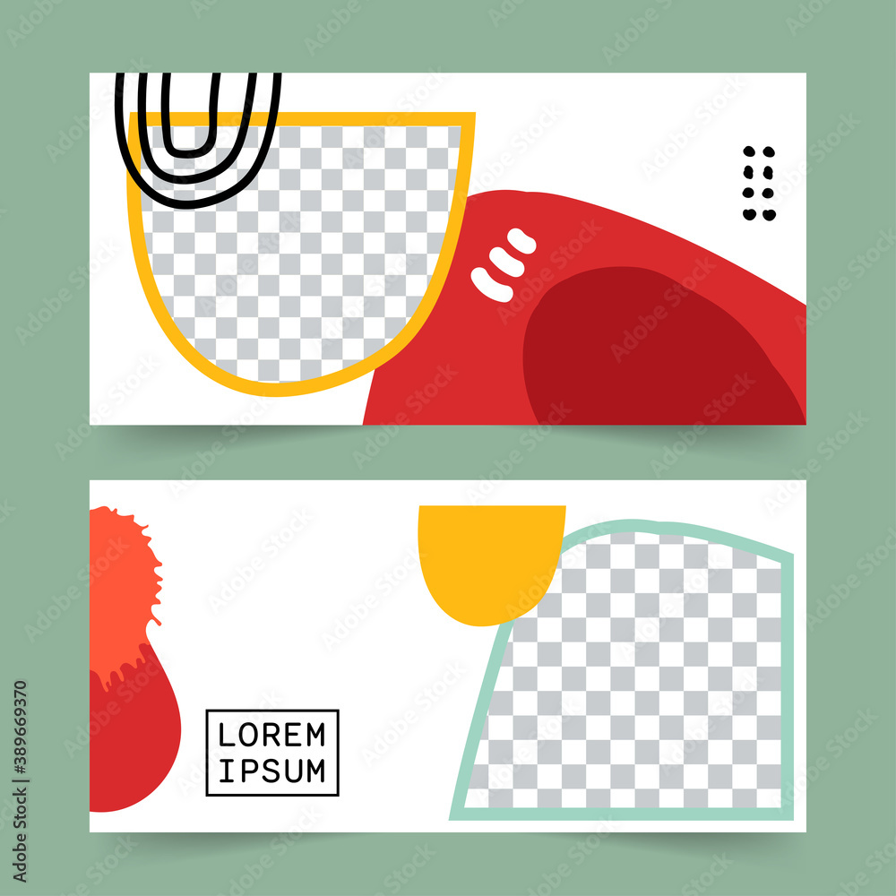 Wall mural set of editable minimal abstract banner template. suitable for social media post and web internet ad