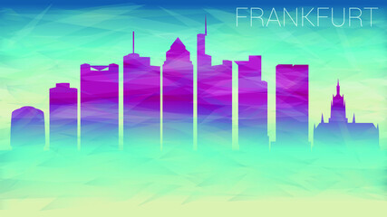 Frankfurt Germany. Broken Glass Abstract Geometric Dynamic Textured. Banner Background. Colorful Shape Composition.