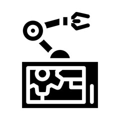 robotic arm mechanism glyph icon vector illustration