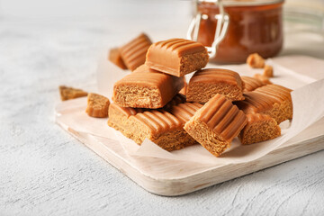 Sweet melted caramel and caramel candies