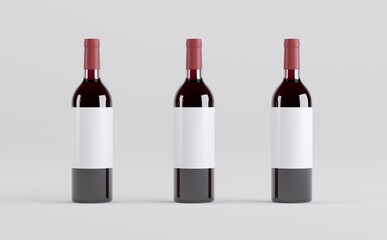 Wine Bottles Mockup 3D Illustration