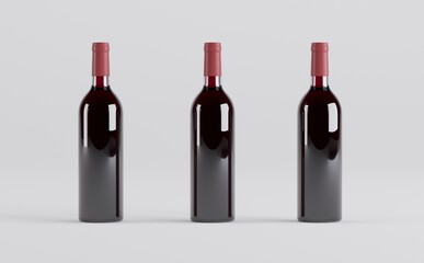 Wine Bottles Mockup 3D Illustration