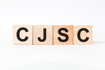 word CJSC on wooden blocks, white background, business concept. business and Finance