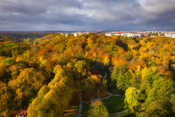 Beautiful autumn in the park of Gdansk Orunia. Poland