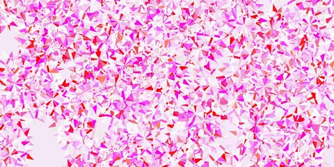 Light pink, yellow vector background with christmas snowflakes.
