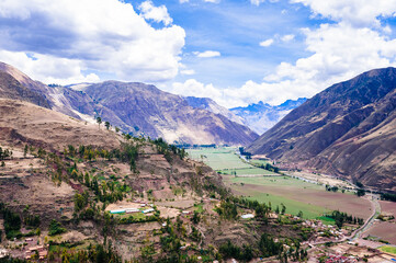 Fototapeta premium Scenic view of the Sacred Valley from Mirador de Taray. Cusco, Peru 
