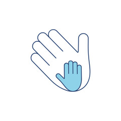 Obraz premium Mother and child hand icon vector illustration isolated on white background. Help concept. 