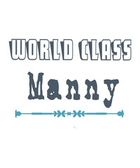 World class manny a male nanny in the childcare profession of career and occupations in a text graphic.