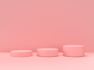 3D abstract render.Mock up Stage or podium Minimalist with empty for awards ceremony use for Recommend products, promote products design on pink pastel background