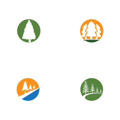 Set Cedar tree vector icon illustration design template