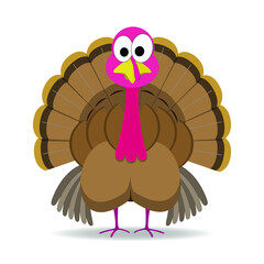 Cute cartoon holiday turkey ready for Thanksgiving and Christmas