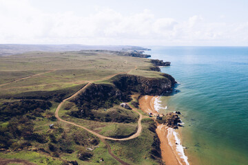 General's beaches the sea of Azov taken during the day from a quadrocopter