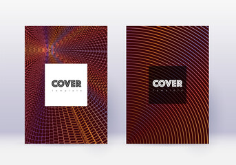 Hipster cover design template set. Orange abstract