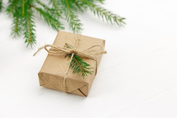 Naklejka na ściany i meble Christmas gift box on white background.