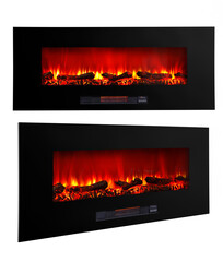 Electric fireplace isolated on white background