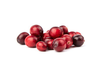 Fresh cranberries isolated on white background