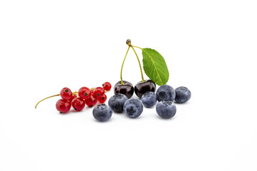 Fresh blueberries, cherries and red currants