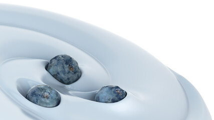blueberry float in a yogurt Presentation of dairy products flavored 3d render image