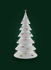 Abstract simple white Christmas tree 3d illustration background