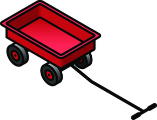 A red toy wagon.