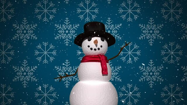 Animation of happy snowman