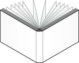 A plain isometric book ready for you to place your designs on. Wide book. Thick version.